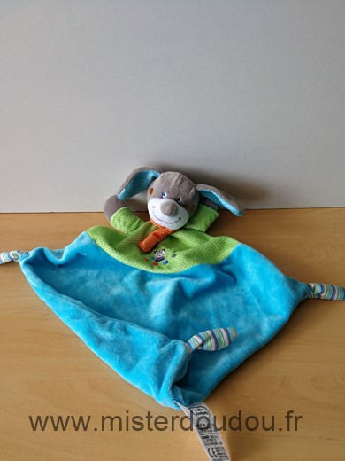 Doudou Chien Mots d enfants Bleu vert 