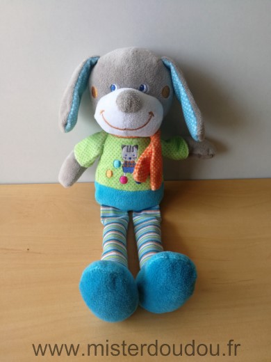 Doudou Chien Mots d enfants Bleu vert gris 