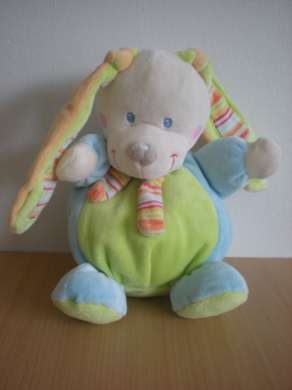 Doudou Chien Mots d enfants Bleu vert orange 