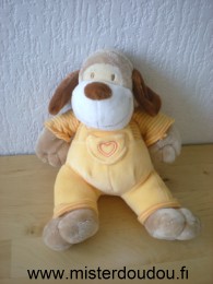 Doudou Chien Mots d enfants Salopette orange avec coeur 