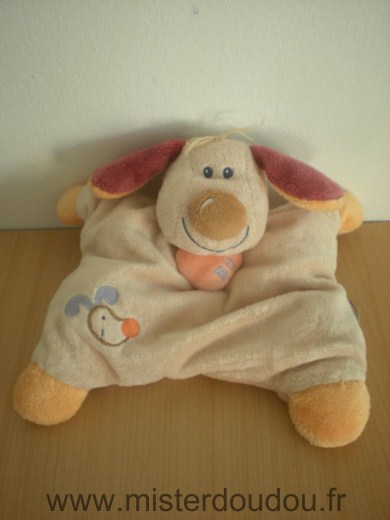 Doudou Chien Nattou Beige coeur orange bo 