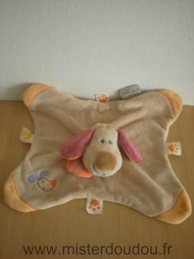 Doudou Chien Nattou Beige orange coeur bo 