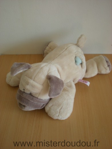 Doudou Chien Nici Ecru beige os bleu 