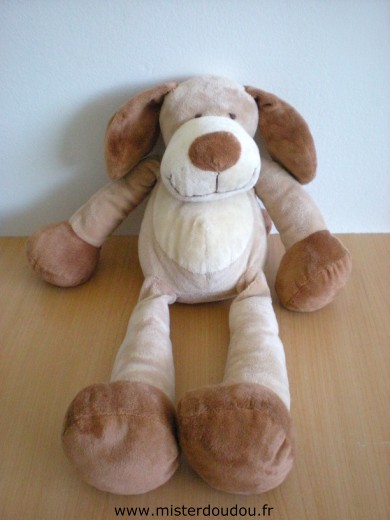 Doudou Chien Nicotoy Beige marron Grand modèle