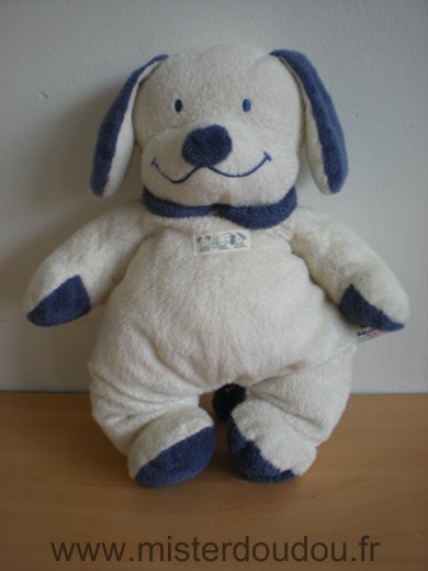 Doudou Chien Nicotoy Blanc bleu 