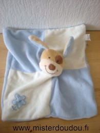 Doudou Chien Nicotoy Bleu ecru dessous bleu 