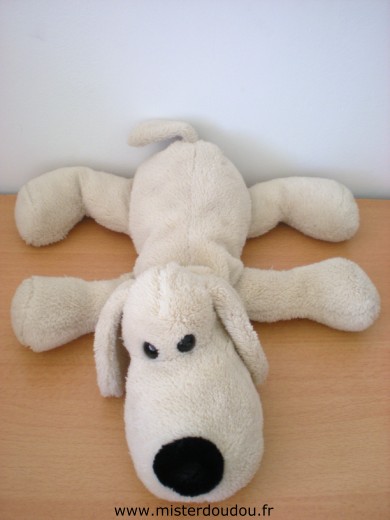 Doudou Chien Noukie s Beige truffe noire en peluche billes pour les yeux 