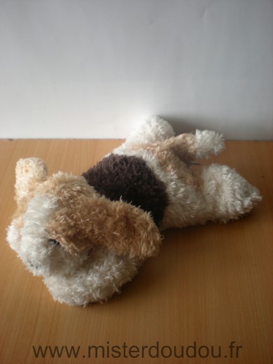 Doudou Chien Nounours Blanc beige marron 