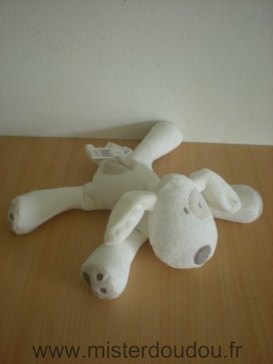 Doudou Chien Obaibi okaidi Blanc coccard beige 