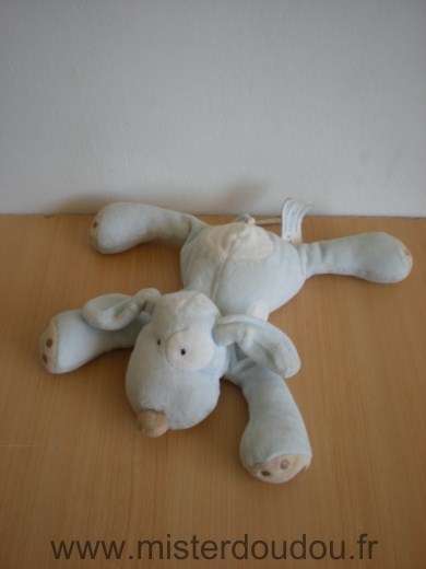 Doudou Chien Obaibi okaidi Bleu coccard blanc 