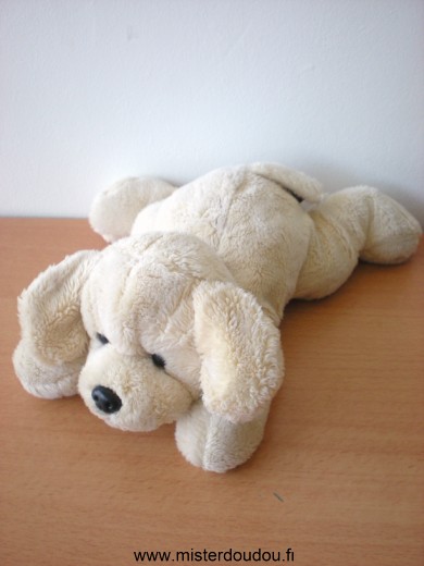 Doudou Chien Peeko Beige billes marron pour les yeux nez noir en plastic 