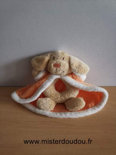 Doudou Chien Pommette Beige cape orange 