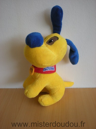 Doudou Chien Sandy Pitou jaune bleu foulard rouge banania 