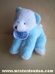 Doudou Chien Simpson trading Bleu ciel blanc Un peu bouloché