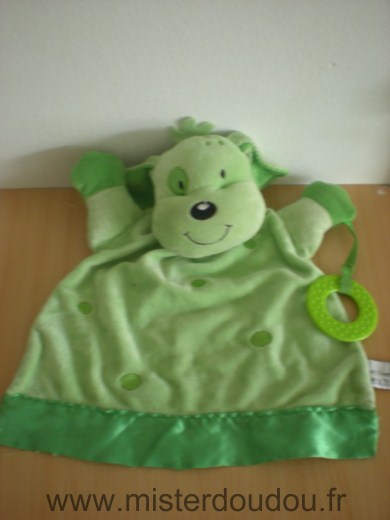 Doudou Chien Soft friends Vert anneau dentaire 