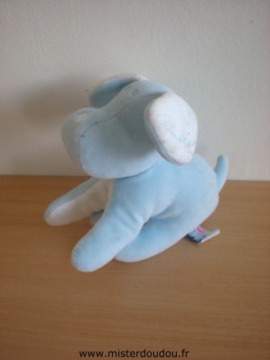 Doudou Chien Sucre d orge Bleu blanc 