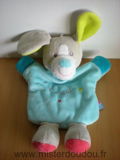 Doudou Chien Sucre d orge Bleu gris vert nuage 