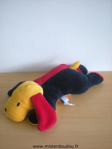 Doudou Chien Sucre d orge Bleu marine rouge jaune 