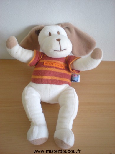Doudou Chien Sucre d orge Ecru tschirt rayé orange marron 