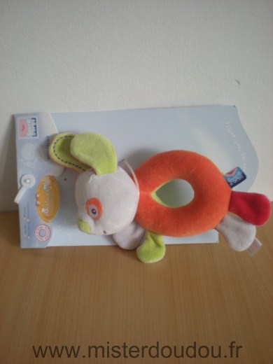 Doudou Chien Sucre d orge Orange blanc vert 