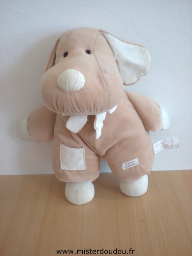 Doudou Chien Tiamo Beige écru 