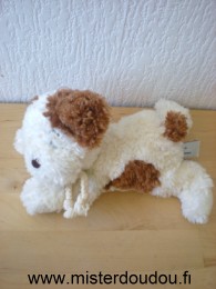 Doudou Chien Too do Chien allongé blanc marron 