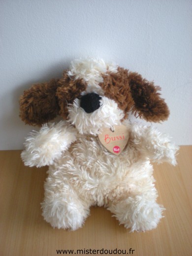 Doudou Chien Trudi Ecru marron médaillon bussi 