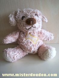 Doudou Chien Yves rocher Beige avec os sur le ventre 