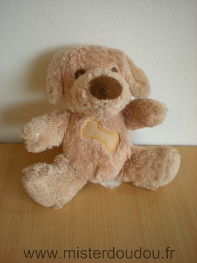 Doudou Chien Yves rocher Beige avec un os 