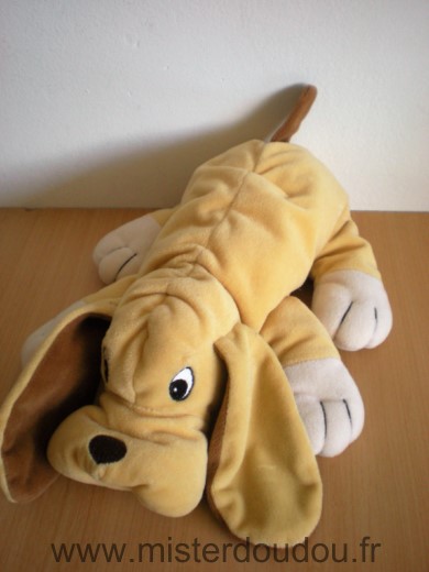 Doudou Chien Yves rocher Jaune blanc marron 