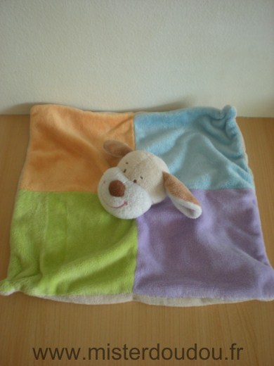 Doudou Chien Zeeman Bleu mauve vert orange 