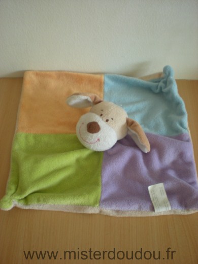 Doudou Chien Zeeman Mauve vert bleu orange 