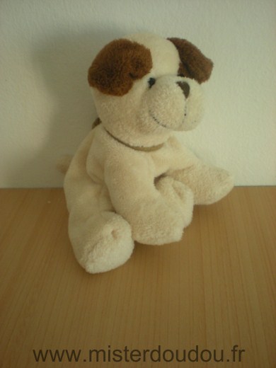 Doudou Chien - marque non connue - Beige marron cordon marron 