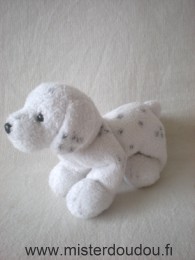 Doudou Chien 0 Blanc dalmatien Billes noires pour les yeux nez noir en plastic