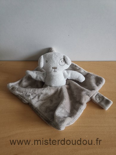 Doudou Chien - marque non connue - Bleu gris cocard attache tetine 