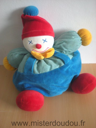 Doudou Clown Buathier Bleu vert rouge 