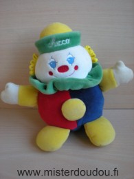 Doudou Clown Chicco Bleu jaune vert rouge 