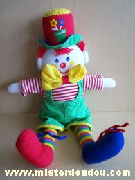 Doudou Clown Corolle Multicolore Chapeau fait bruit de papier