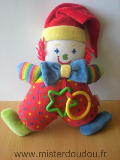 Doudou Clown Corolle Rouge bleu 