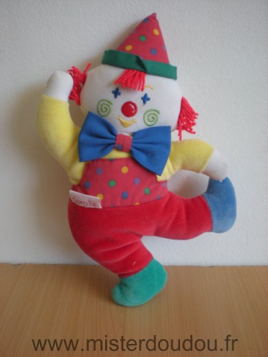 Doudou Clown Corolle Rouge bleu jaune 