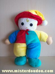 Doudou Clown Francoise saget Bleu vert jaune rouge 