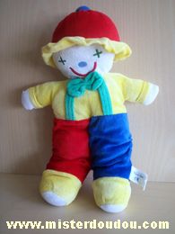 Doudou Clown Francoise saget Jaune bleu vert rouge 