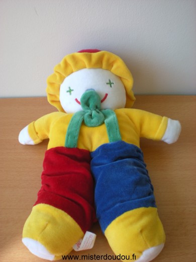 Doudou Clown Francoise saget Jaune rouge bleu 