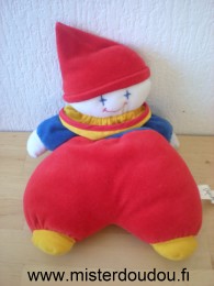 Doudou Clown Francoise saget Rouge bleu bonnet rouge 