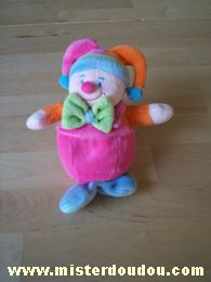 Doudou Clown Jollybaby Rose orange bleu vert Clown arlequin petit modèle