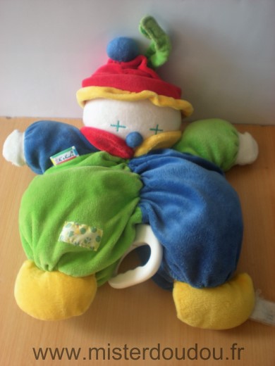 Doudou Clown Ks kids Bleu vert 