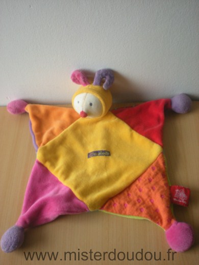 Doudou Clown Moulin roty Dragobert jaune rouge orange rose 