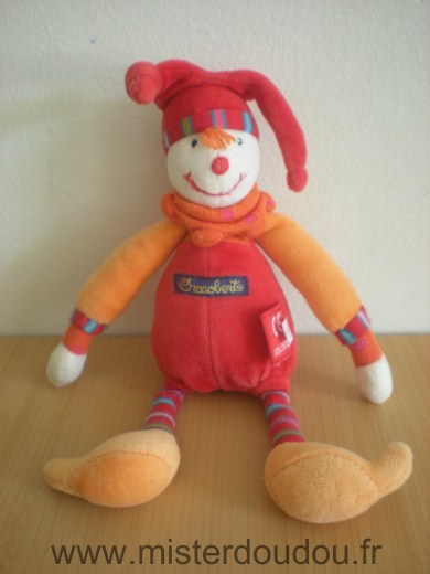 Doudou Clown Moulin roty Dragobert rouge orange 