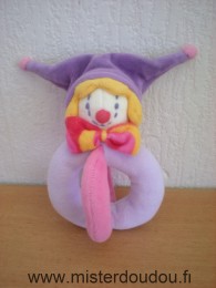 Doudou Clown Moulin roty Mauve rose jaune 