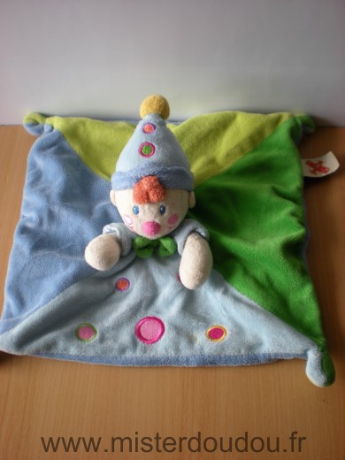 Doudou Clown Nicotoy Bleu vert 